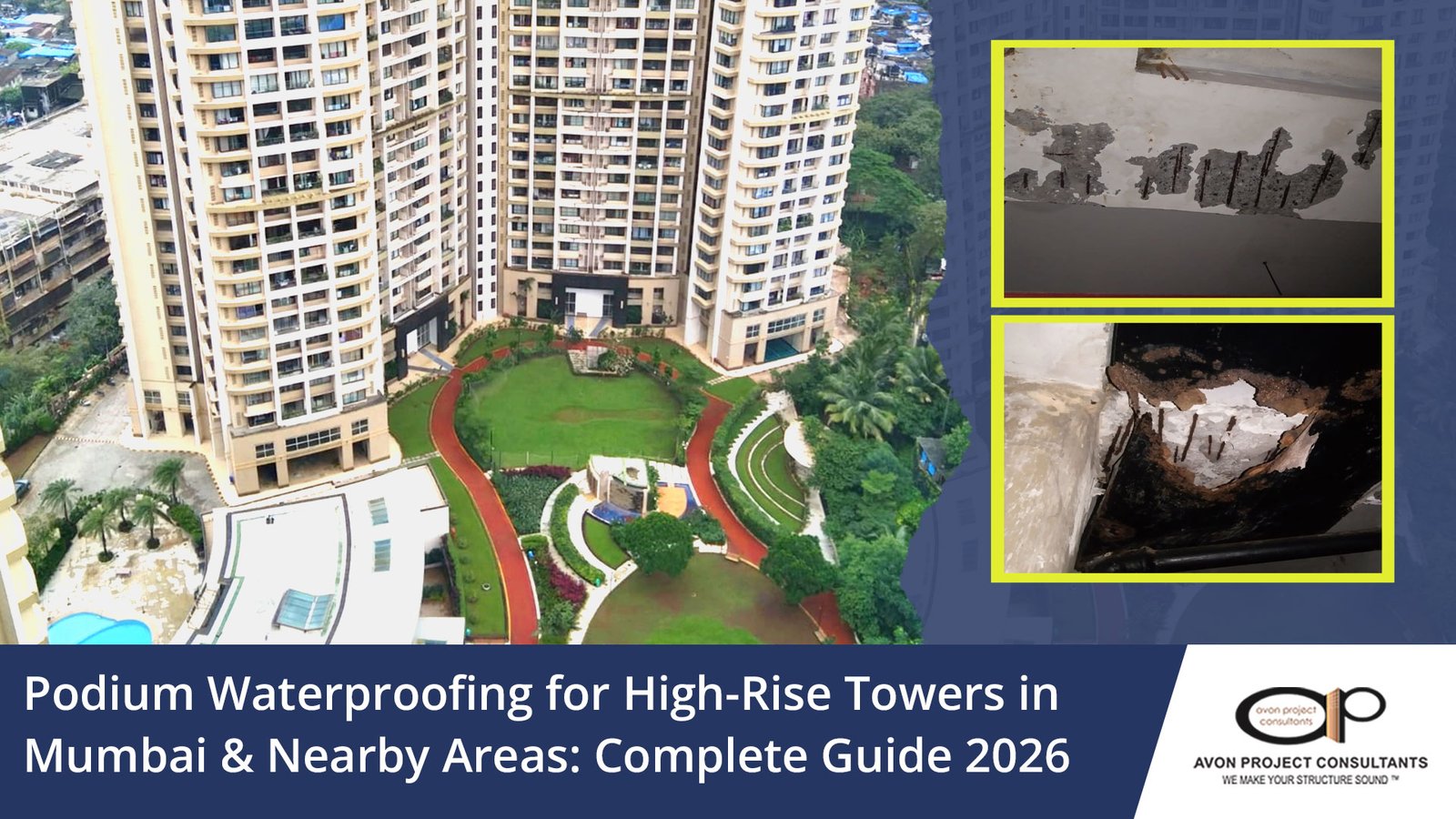 podium waterproofing in Mumbai high-rise tower